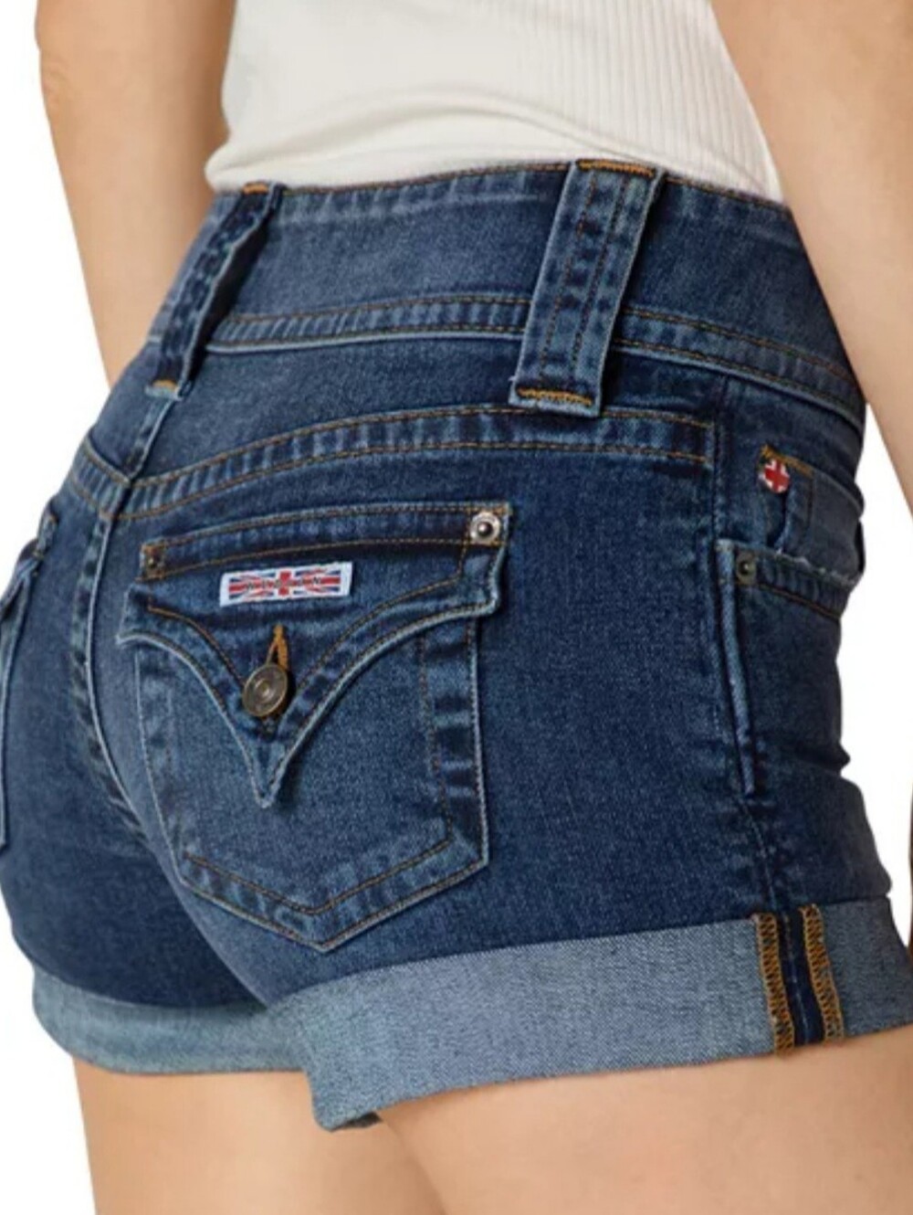 Hudson Jeans Croxley Mid-Thigh Dark Wash Denim Roll Cuff Shorts Size 31